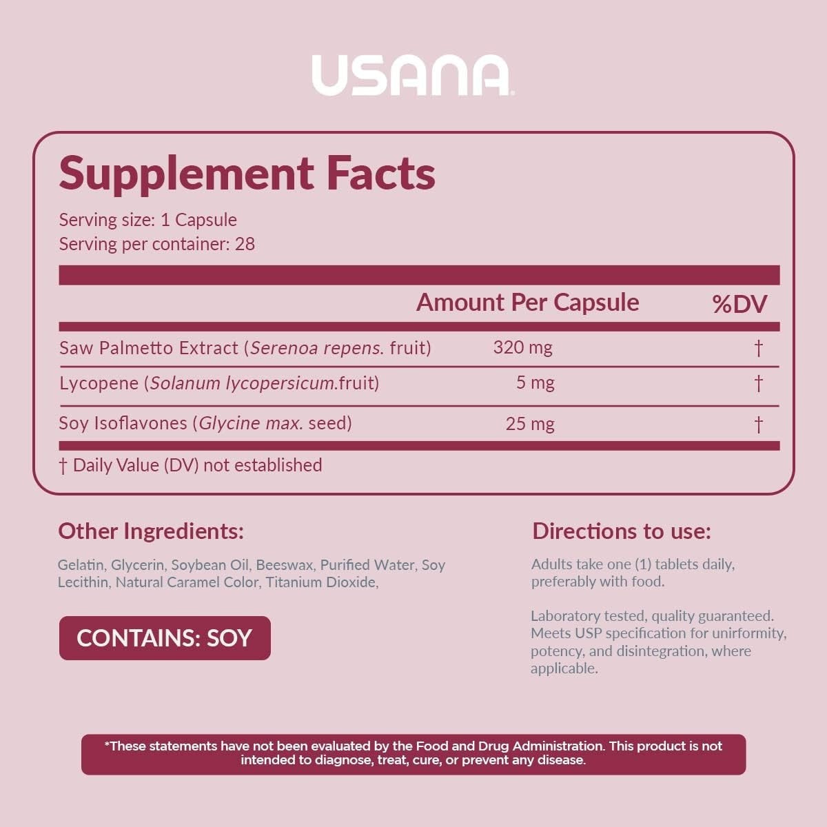USANA Palmetto Plus Saw Palmetto Prostate Supplement for Men